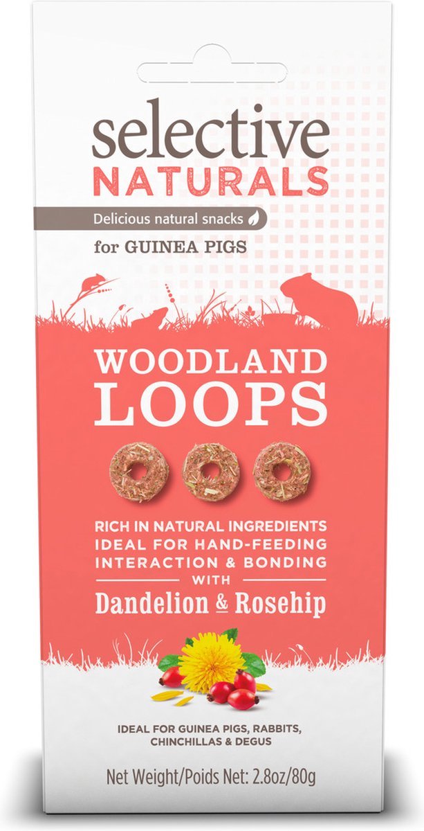 Selective Woodland Loops Guinea Pigs 4 x 80 gr + Gratis Schuurman Cavia Snack
