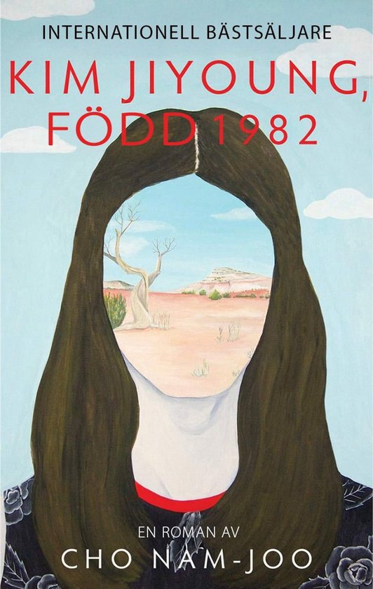 Couverture du livre 'Kim Jiyoung, née en 1982' montrant le portrait d'une femme avec un paysage désertique dans son visage.