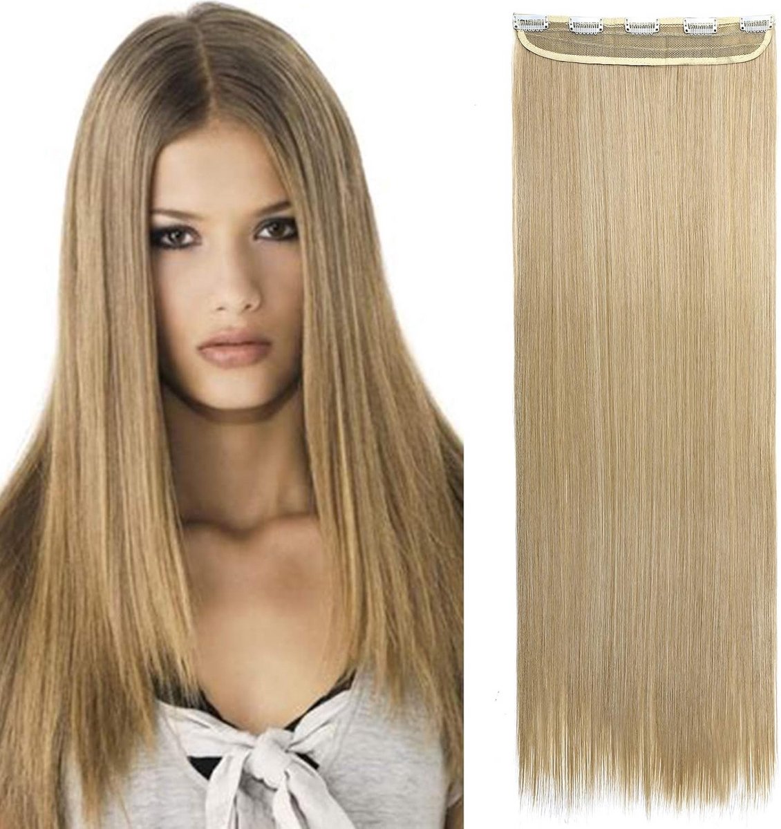 Steile Haarverlenging met Vlecht en Clips voor Direct Meer Volume
