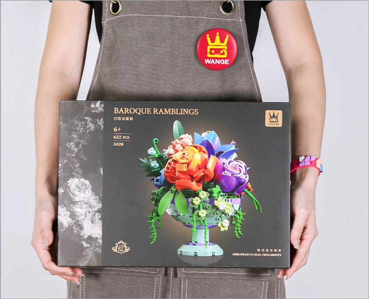 Bloemen Bouwstenen Boeket – Wange Baroque Ramblings – 622-delige Bloemen Bouwset – Decoratie & Cadeau voor Volwassenen - ideaal cadeau voor moederdag