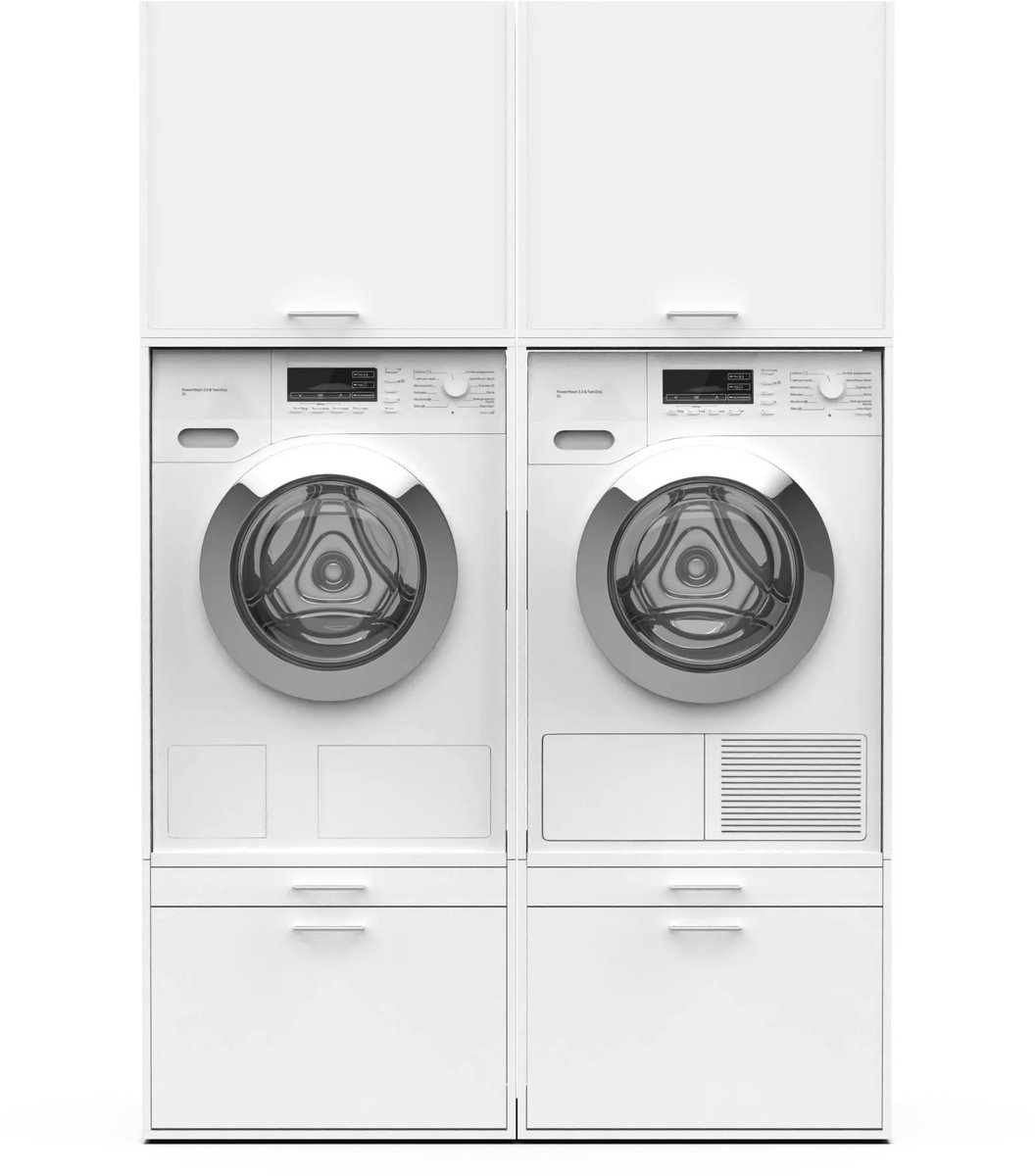 Washcab® Wasmachine Kast - Wasmachine Verhoger - Wasmachine Ombouw - Wit - Duo Set High 1