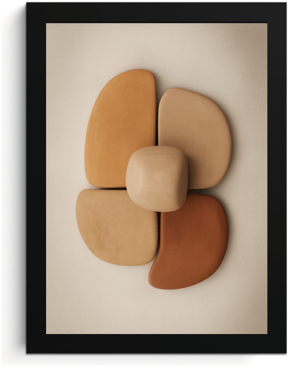 Abstracte A4 Fotolijst, Aardetinten Wandkunst, Moderne Kunst Afdruk, Geometrische Kunst, Hoge Resolutie, MDF Frame, Acryl Glas, Wall Art