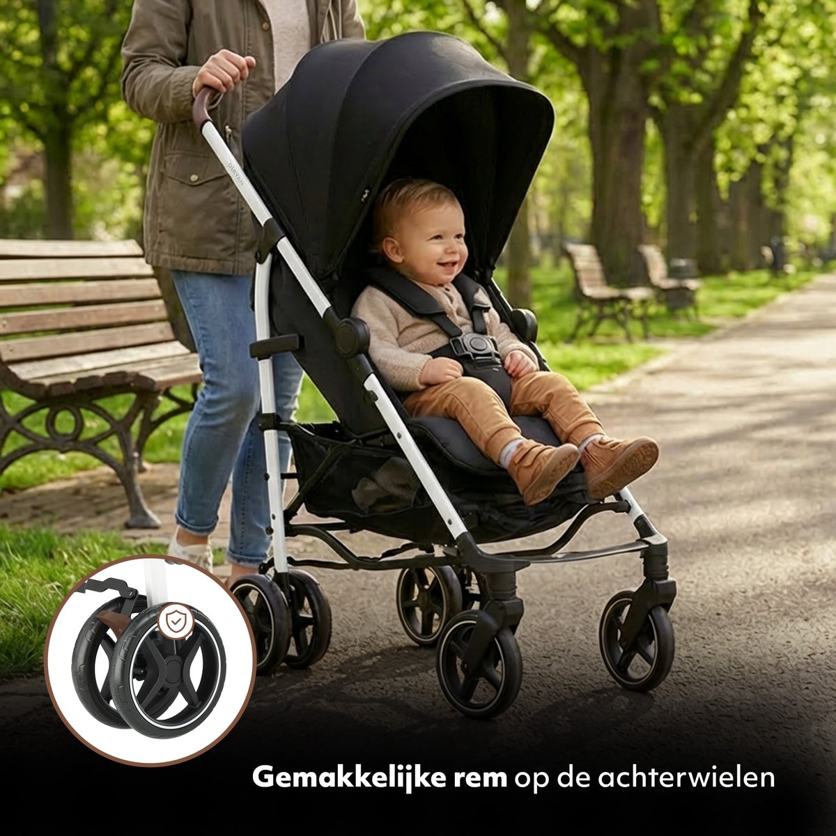 Deryan Bobbie Paraplu Buggy - Kinderbuggy tot 22kg - Zwart/Wit — cadeau in Cadeau-ideeën - foto 2
