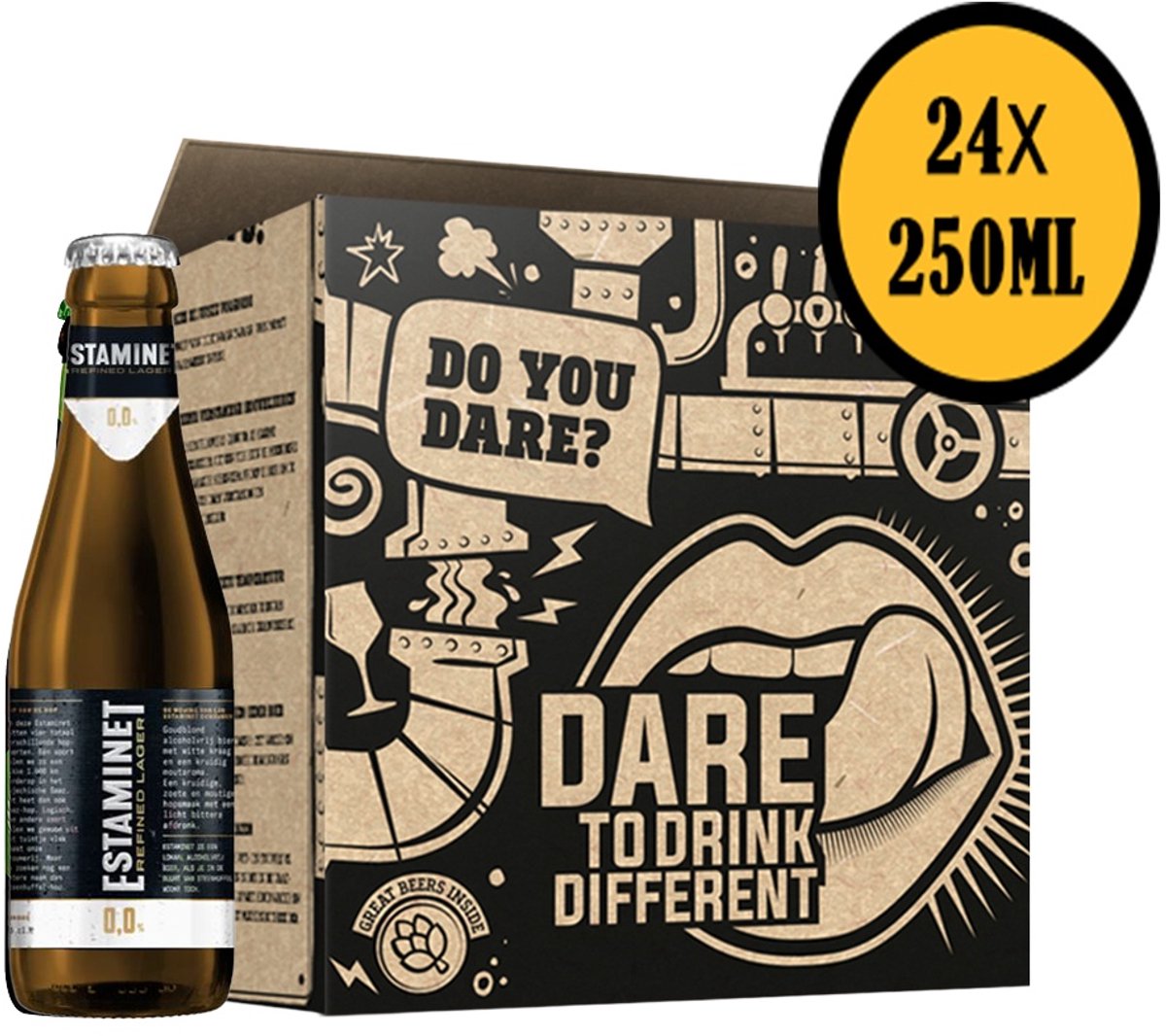 Estaminet Refined Lager 0.0% - Alcoholvrij Bier - 24 Flesjes van 25cl