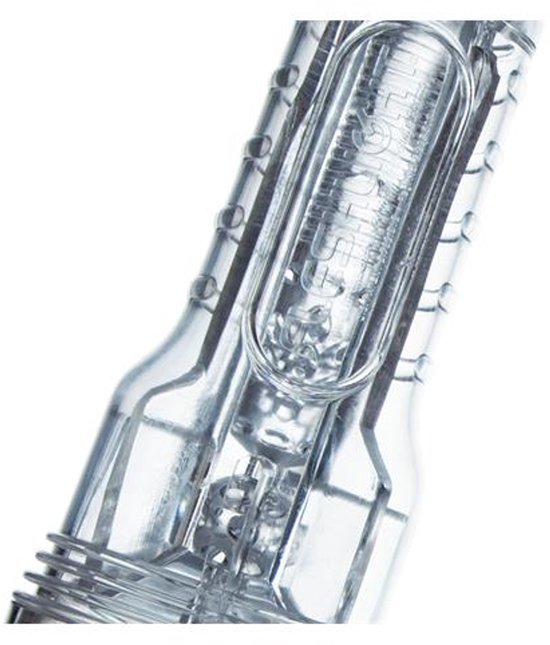 Doorzichtig Fleshlight insert met ribbels en textuur.