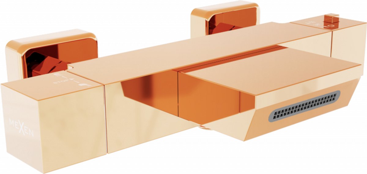 Mexen Cube thermostatische badmengkraan, roze goud - 77360-60