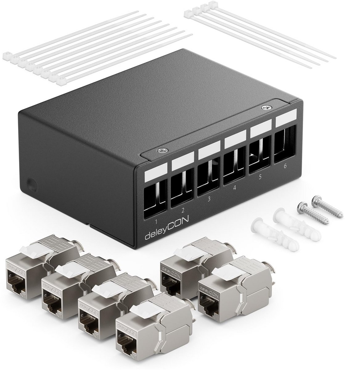 Patchpaneel Set 6 Poorten CAT7 RJ45 Keystones STP voor Snel Netwerk