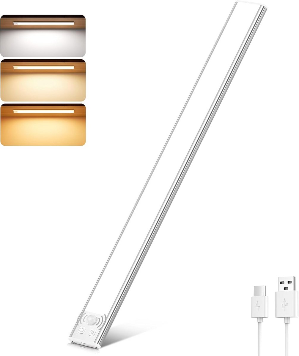 Draadloze LED Kastlamp met Bewegingsmelder - Dimbaar & Oplaadbaar (3 Kleuren)