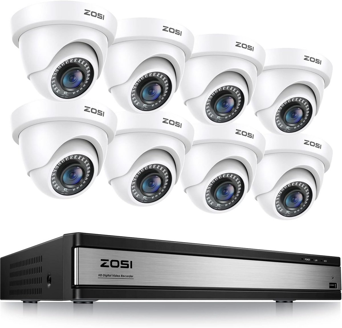 16-Kanaals 1080P Buiten Beveiligingscamera Set met 2TB DVR en 8 Camera s