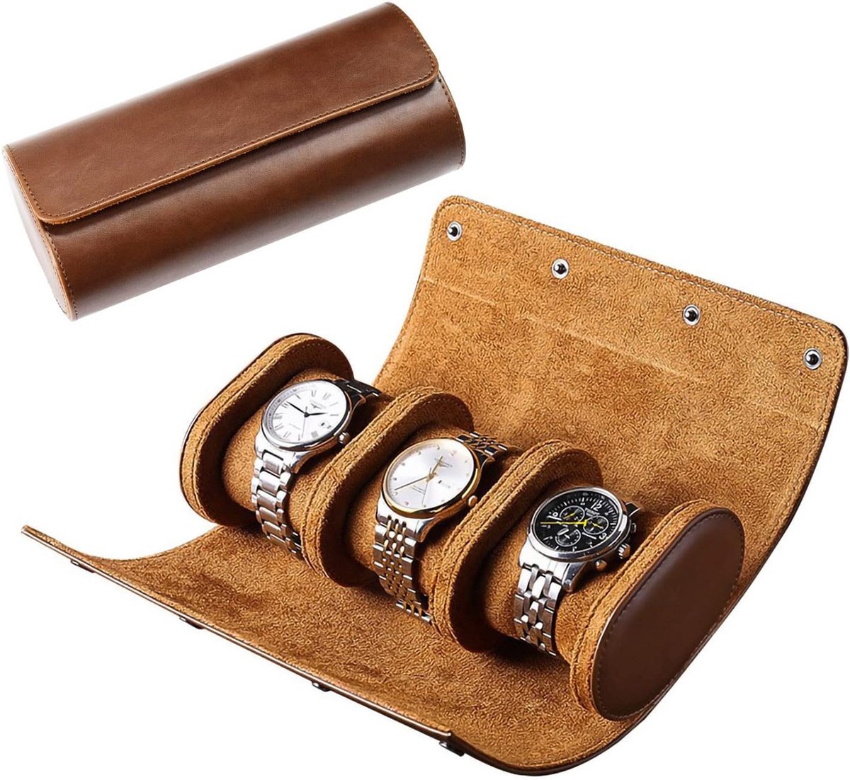 PU horlogedoos - Maat M - 3 horlogesleuven - 22,5*10*7,5 cm - Horloge opbergdoos - Draagbare horlogekoffer - Stofdichte doos - Schokbestendige doos - Verzameldoos - Sieraden opbergdoos - Handig voor reizen en presentatie - Horlogedoos - Horloge