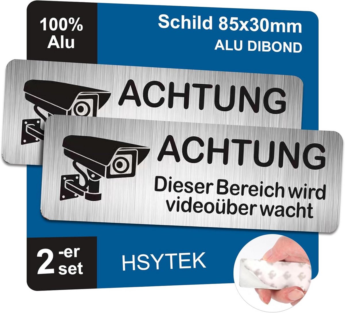 2x Videobewaking Bord Aluminium - Camerabewaking Sticker voor Woning en Kantoor