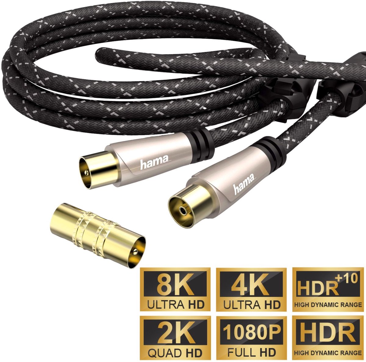 Hama 1,5 m antennekabel 120 dB coaxkabel coaxkabel 8K 4K HD TV LED LCD OLED