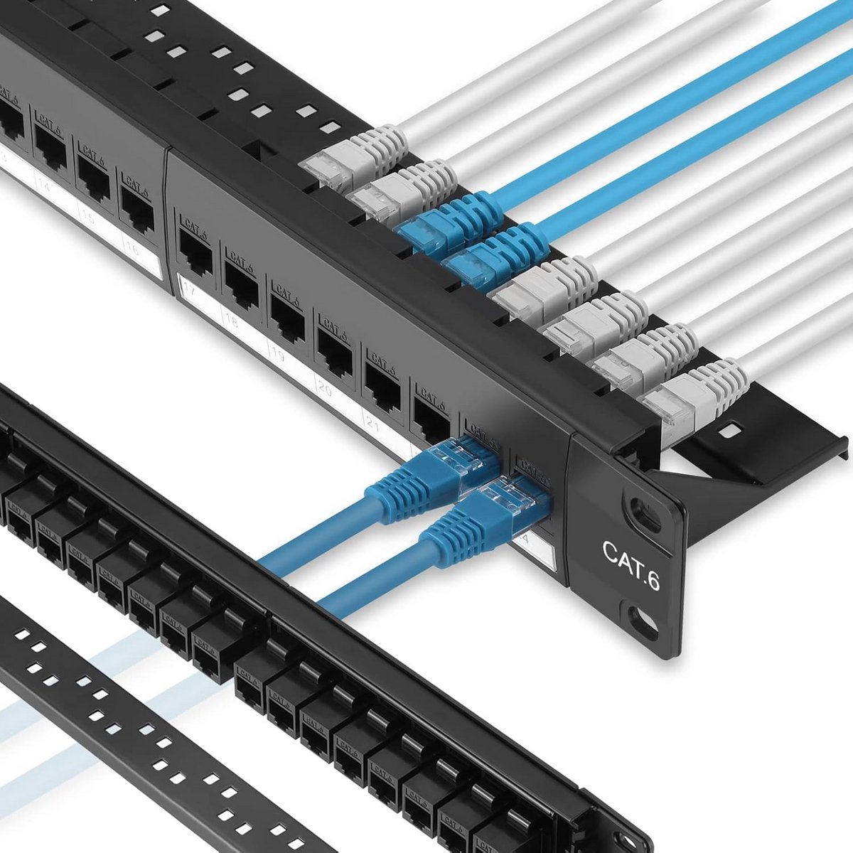 24-Poorts Cat6 Patchpaneel UTP 1U - 10G Ondersteuning & Keystone Connectoren