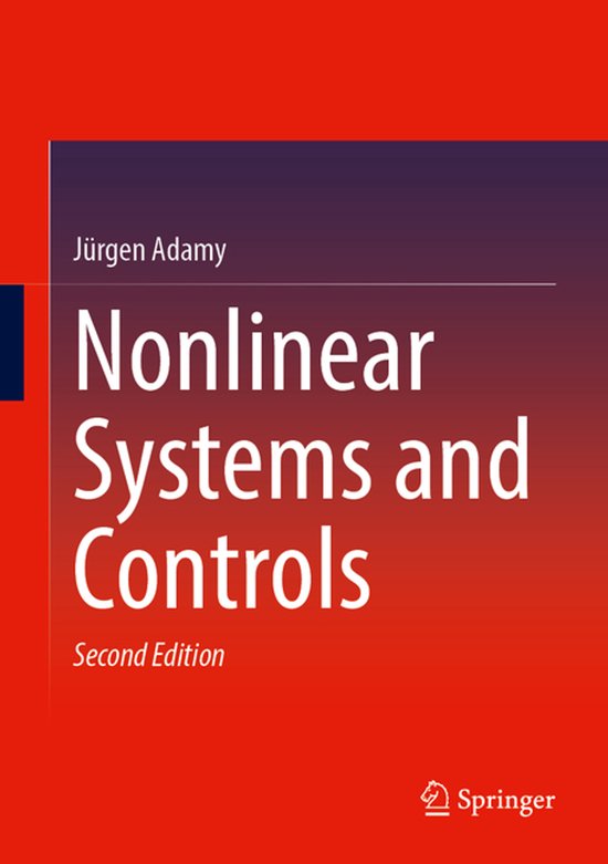 Boek "Nonlinear Systems and Controls" door Jürgen Adamy, tweede editie, op een rode achtergrond.