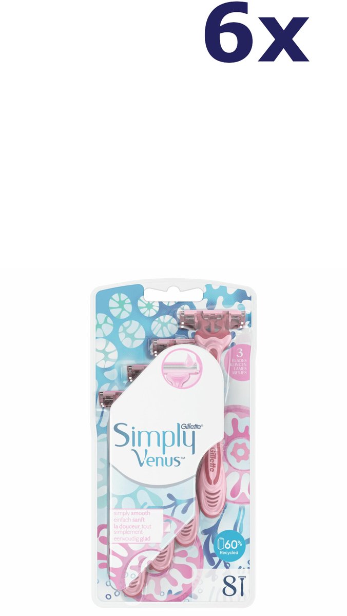 6x Gillette Venus Wegwerpmesjes Simply Venus 8 stuks