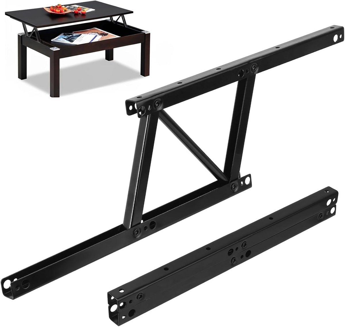 2x Verstelbare Klapscharnieren voor Salontafel met Veer Mechanisme - Hefbaar Liftframe Houders (40kg)