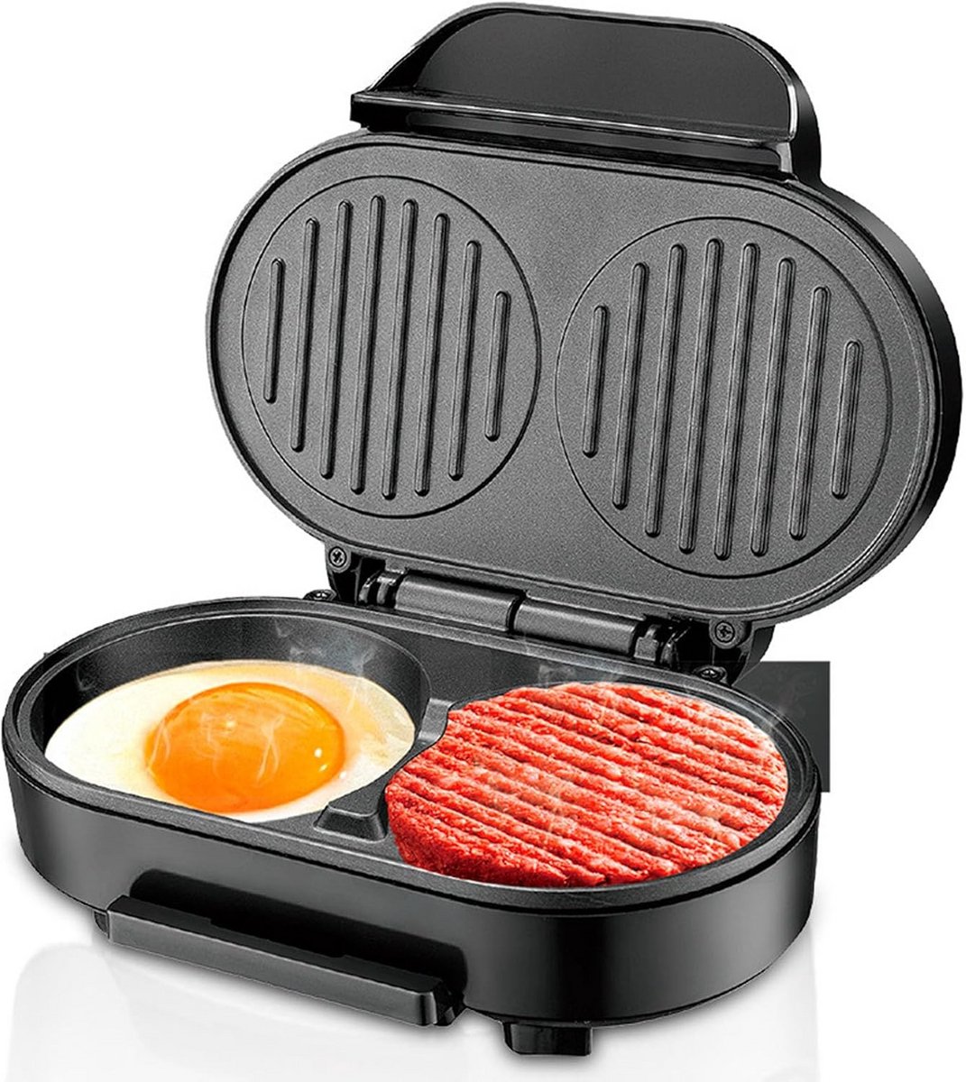 Elektrische Ontbijtmachine met Antikleef Aluminium Verwarmingsplaat | Eierpannenkoek en Steak Maker | Compact en Gemakkelijk Mee te Nemen | 1000 W | 220V |