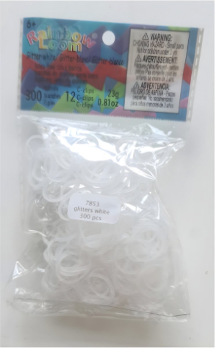 Rainbow Loom glitter wit 300 stuks