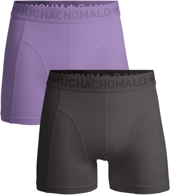 Twee Muchachomalo boxershorts in paars en donkergrijs. Beide met een comfortabele tailleband met logo.