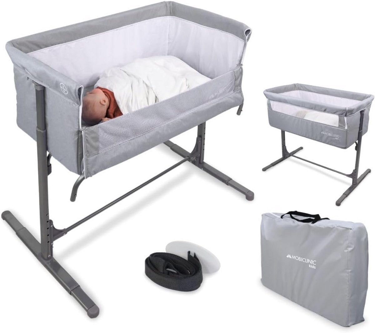 Co-sleeping babybed 2-in-1 box met verstelbare hoogte en hellingshoek