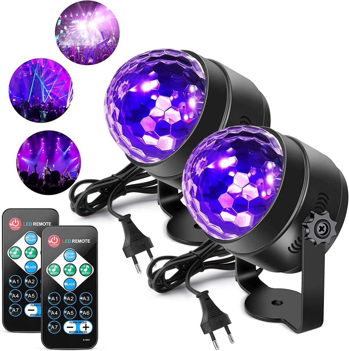 UV-led-lichteffecten disco bal met afstandsbediening en geluidscontrole