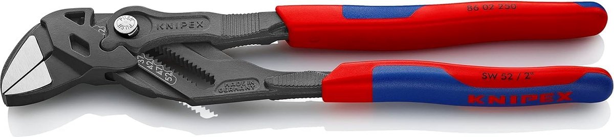 KNIPEX Tangensleutel 250 mm - Combinatie tang en moersleutel, 10x krachtversterking, tot 52 mm, metrisch en inch, parallelle grijpbekken, beschermend voor gevoelige oppervlakken, gelaserde maataanduiding