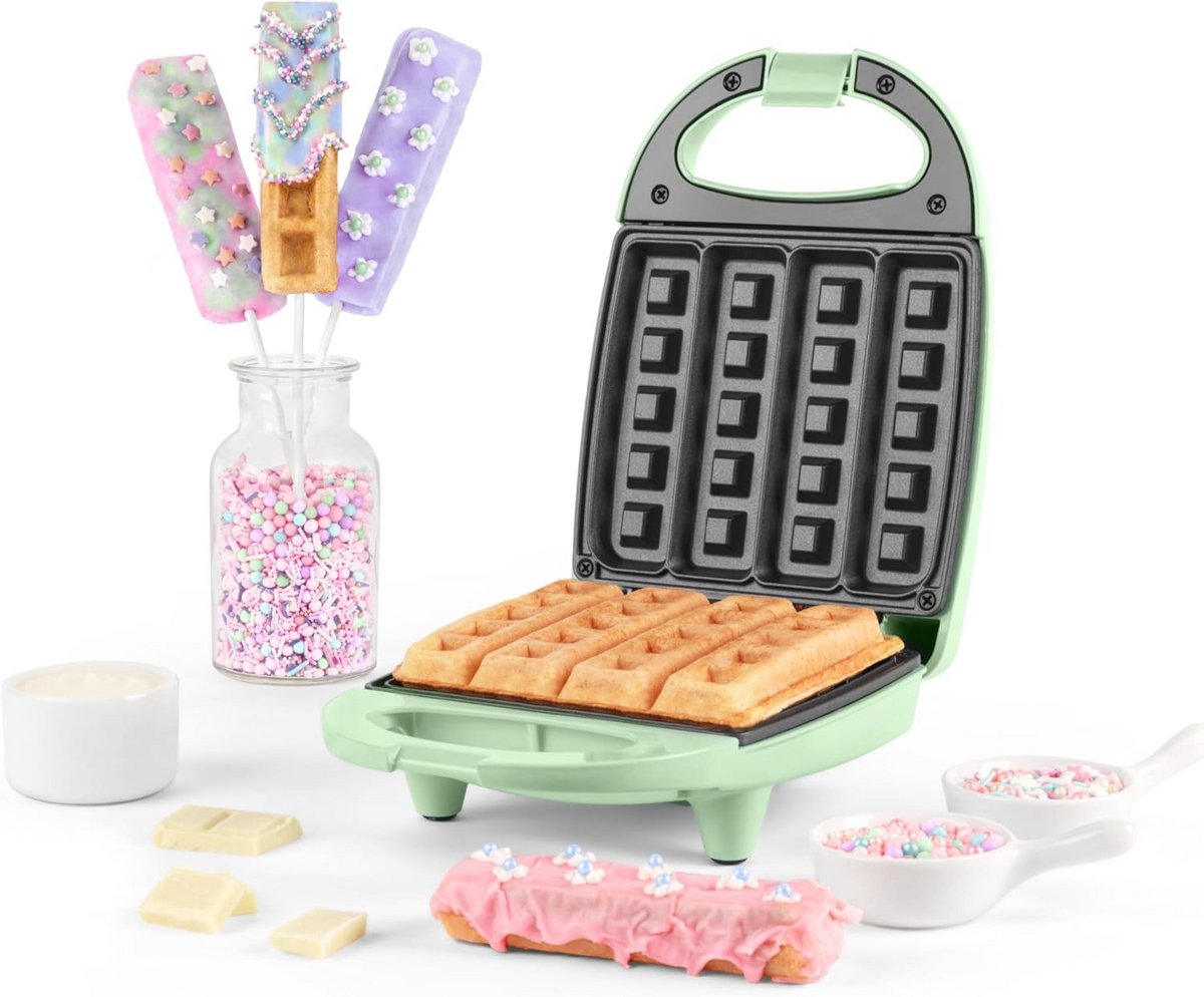 Compacte Wafelijzer voor Mini Belgische Wafels - Anti-aanbakplaten, Snel Verwarmen, Lichtindicatoren, 520W