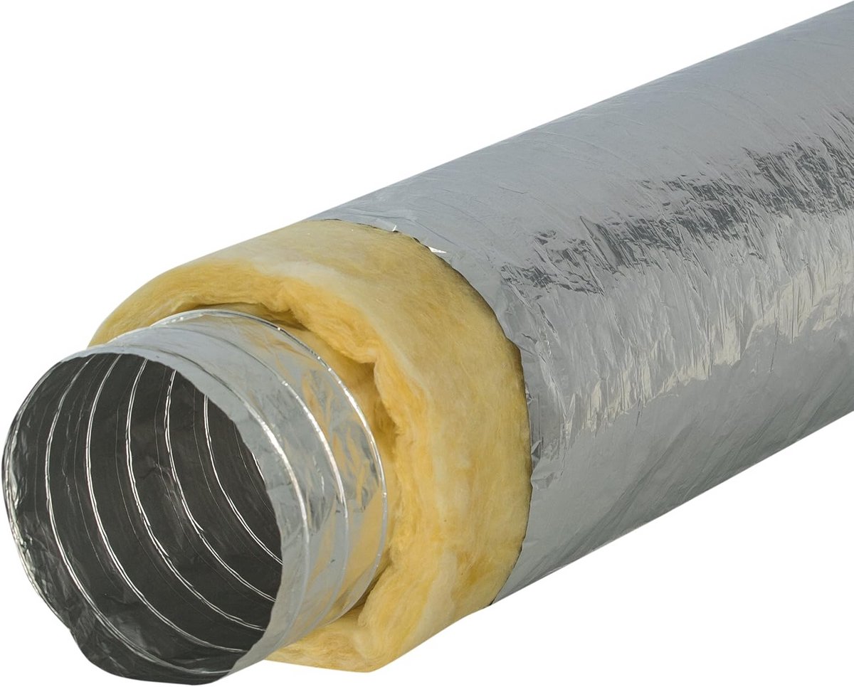 Flexibele aluminium slang met glaswolisolatie, Ø 100 mm, 25 mm dik, 10 m lengte
