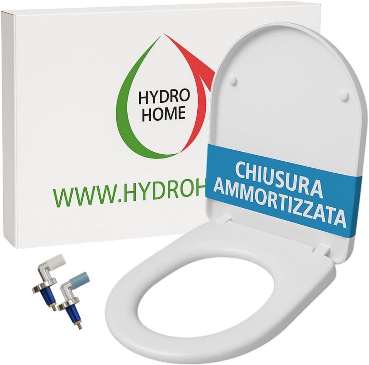 Wc-bril compatibel met City Sanindusa - Duroplast - Verstelbare scharnieren - Boorderbevestiging - Rond - Wit - Gemaakt in Italië - Zacht dichtklappend