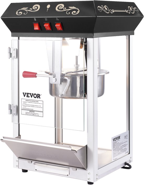 VEVOR Popcornmachine Maker Popcornmachine Popcornmachine Cinema 850W 8oz Zwart — afbeelding 2