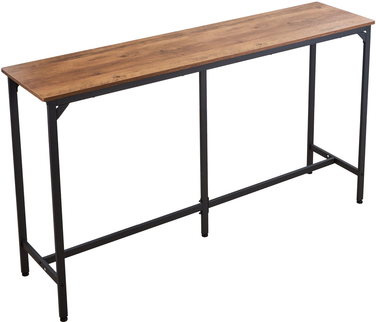 Vevor bartafel met afgeronde randen en uitschuifbaar horizontaal ontwerp, rechthoekige bartafel/staande tafel (1600 x 398 x 915 mm), bistrotafel/eettafel, lichtbruin/zwart, geschikt voor minibars Houtkleur