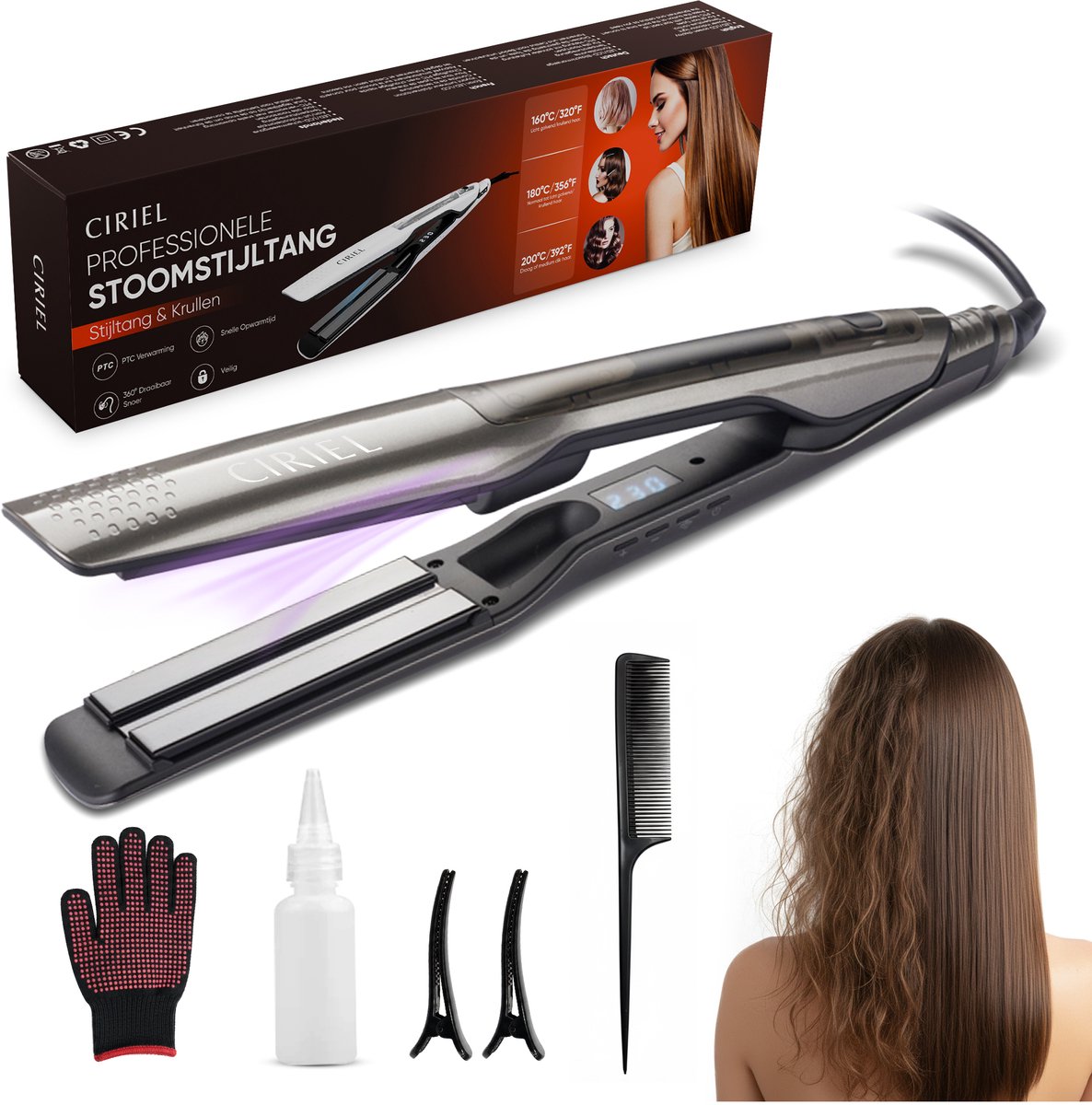 CIRIEL W10 Stijltang met Stoom - 2 in 1 Krultang - CIRIEL - €39,95