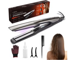 CIRIEL SteamSilk™ - Professionele Stoom Stijltang - Stijltang en Krultang - Steam Active Care - Stijltang 2 in 1 - Stoomtechnologie - Grijs