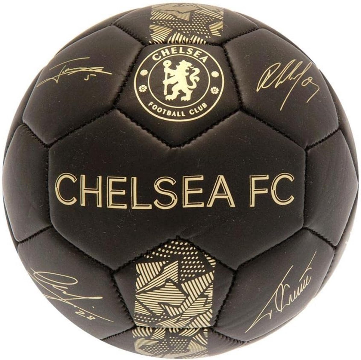 Mini Voetbal Maat 1 Zwart met Spelershandtekeningen - Cadeau Chelsea FC Fan