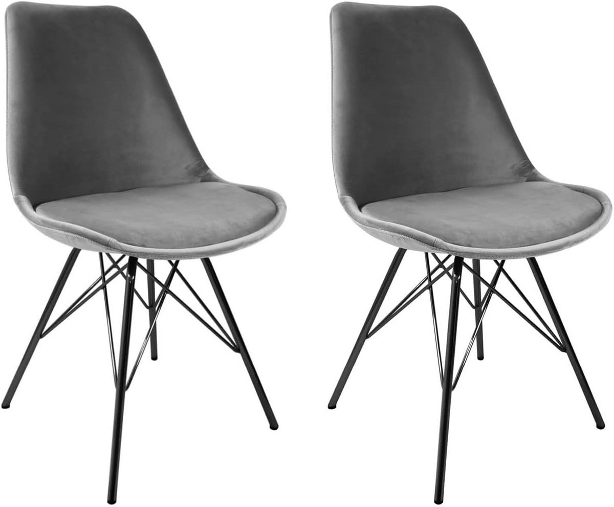 Set van 2 Kuipstoelen Velvet - Comfortabele Eetkamerstoelen Grijs