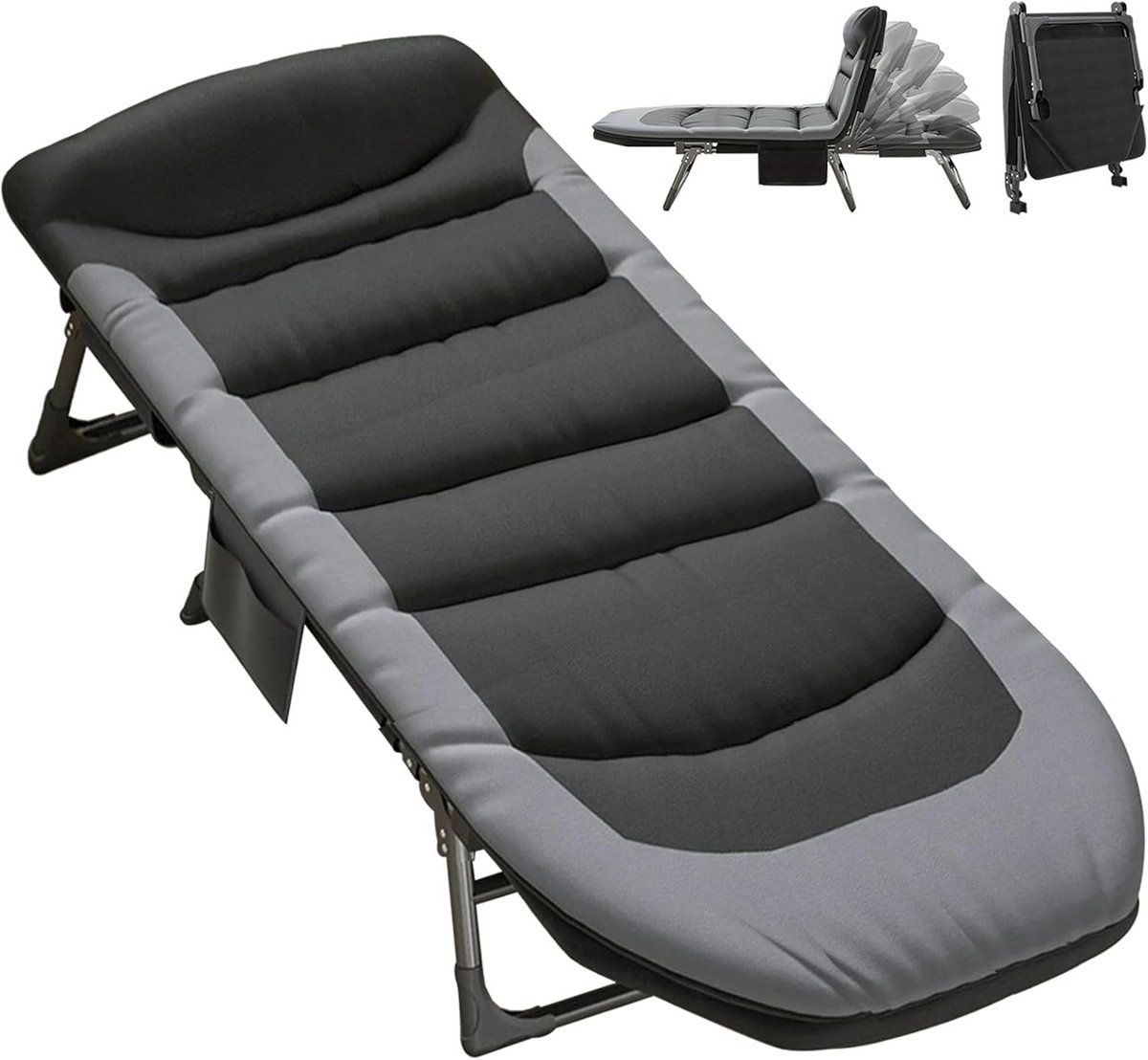 Inklapbaar Campingbed XXL met Verstelbare Rugleuning - Extra Breed en Lichtgewicht