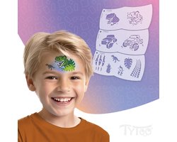 Mozaïek Face Schmink Sjabloon - Dinosaurus & SUV - 3-delige set \(TY50561)
