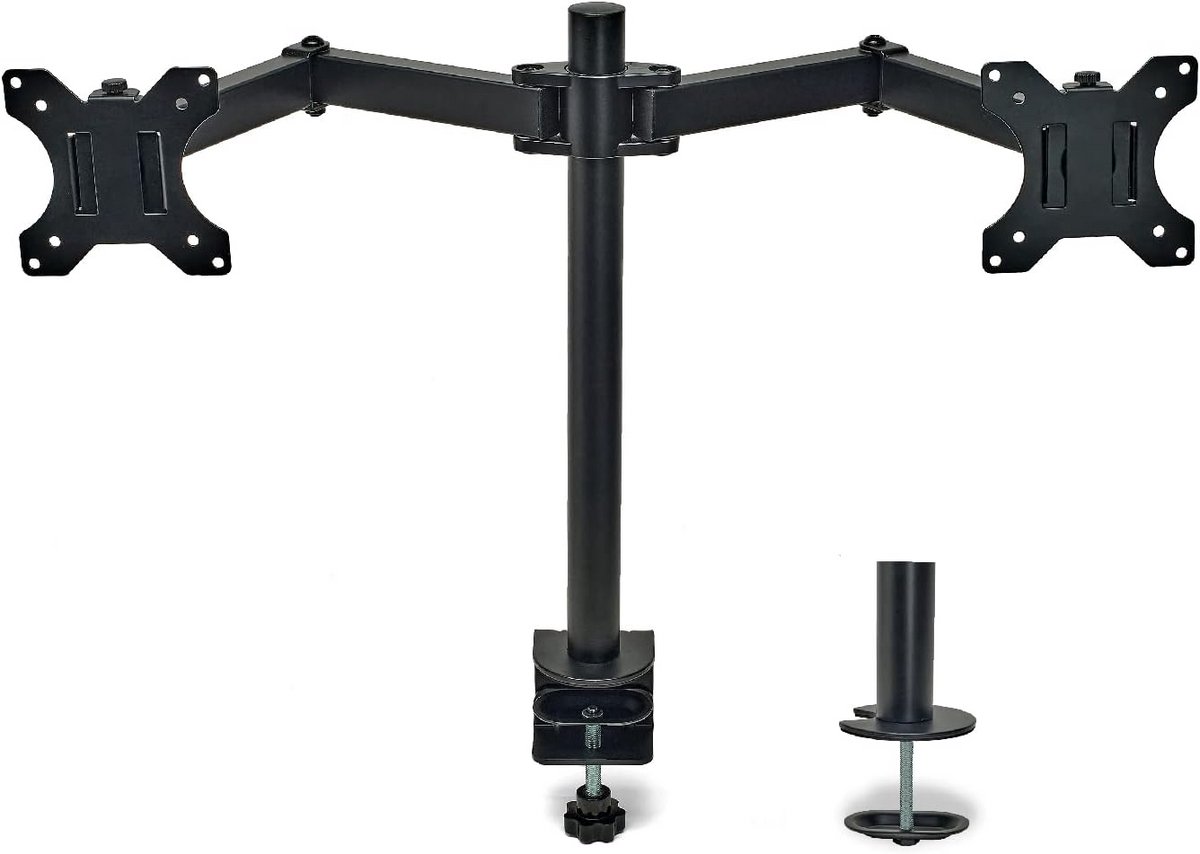 Dubbele Monitorarm Zwart - Verstelbaar voor 13-32 inch Schermen - Hoogte & Kantelbaar