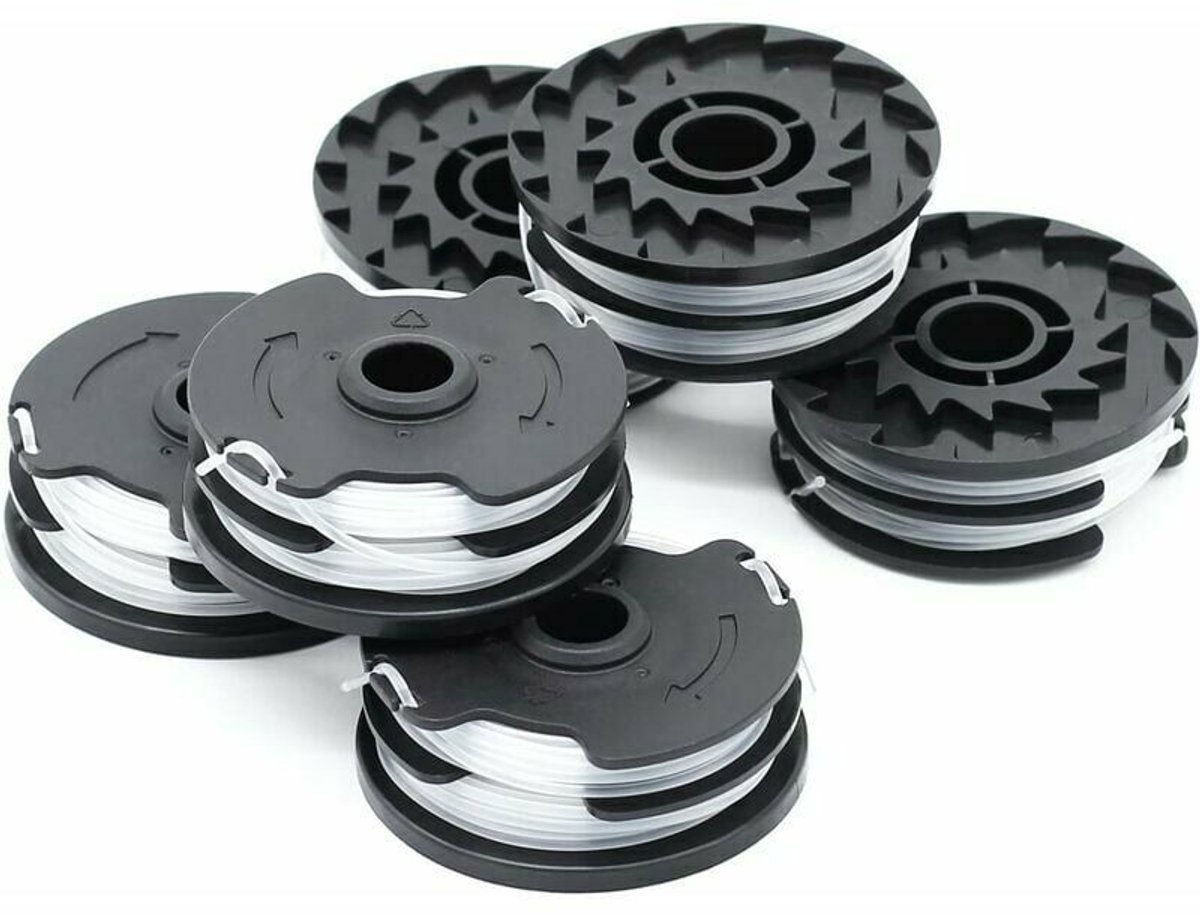 Killogood Set van 6 vervangende draadspoelen voor LIDL Parkside PRTA 20-Li A1 - B2 - C3 - PRT 550 A1 - A3 - PRT 300 A1-2 x 4m 1,6mm draadloze bosmaaier