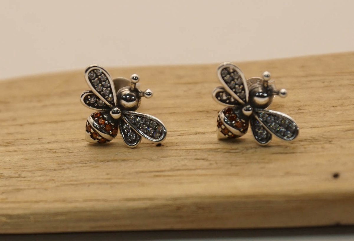 Sterling zilveren oorknopjes van bijen - oorbellen bijtjes van 925 zilver - insekten oorbellen - leuke dieren oorbellen van zilver - vrouwelijk oorbellen van zilver - volwassen oorbellen zilver van dieren