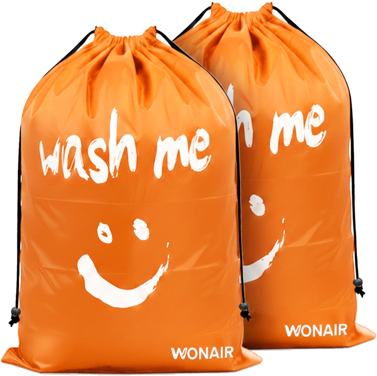 Wonair Waszak Groot - Waszakken Voor Wasgoed - 60x90cm - Oranje - 2 Stuks - Met trekkoord