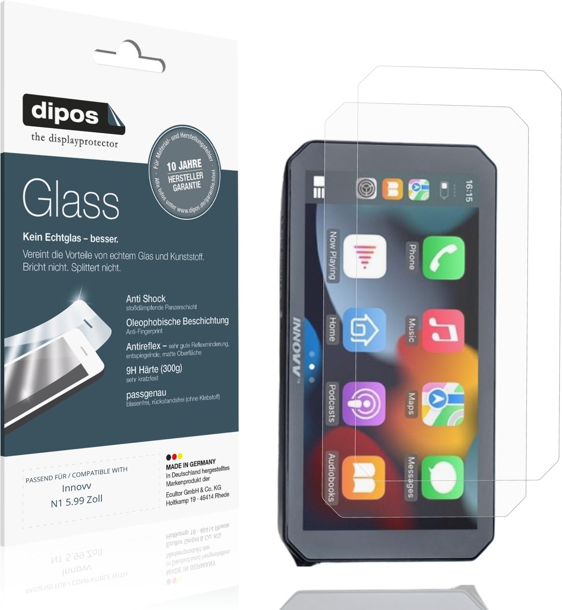 dipos – 2x Matte Pantserfolie geschikt voor Innovv N1 5.99 Zoll | 9H Screenprotector