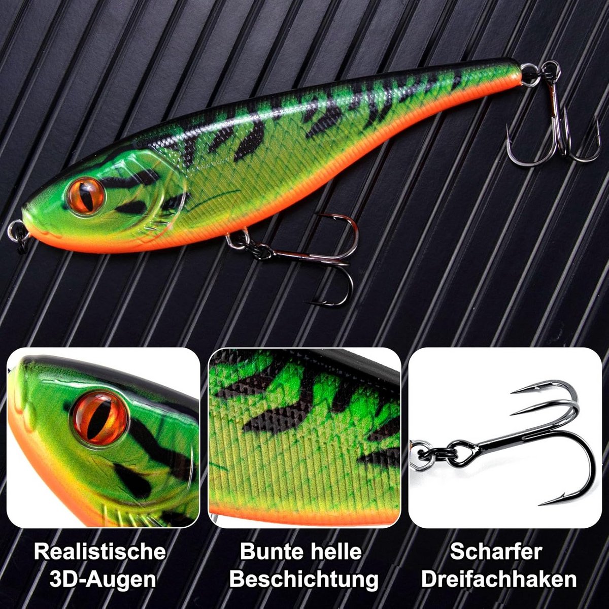 Grote Jerkbait Wobbler voor Snoek en Roofvis 155mm/76g - Langzaam Zinkend Kunstaas met Rammel