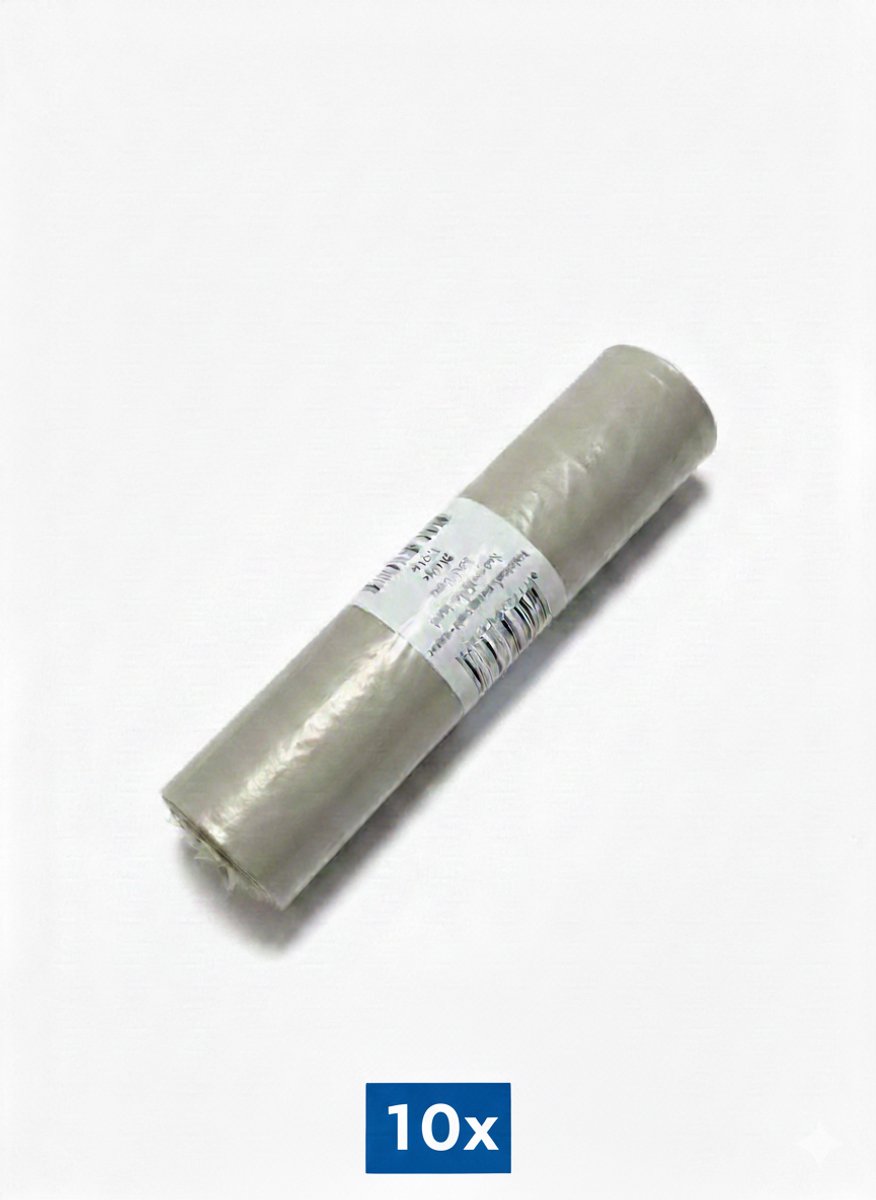 10 x Vuilniszak transparant - zwaar 80x100 cm 20st/150ltr Home It 240L Clear Bin Liners - Roll of 20- High Strength LDPE Plastic - 90 Micron Thickness