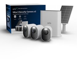 Arlo Ultra3 4K beveiligingscamera + Zonnepaneel – 3 Cam Kit (incl. Smart Hub)