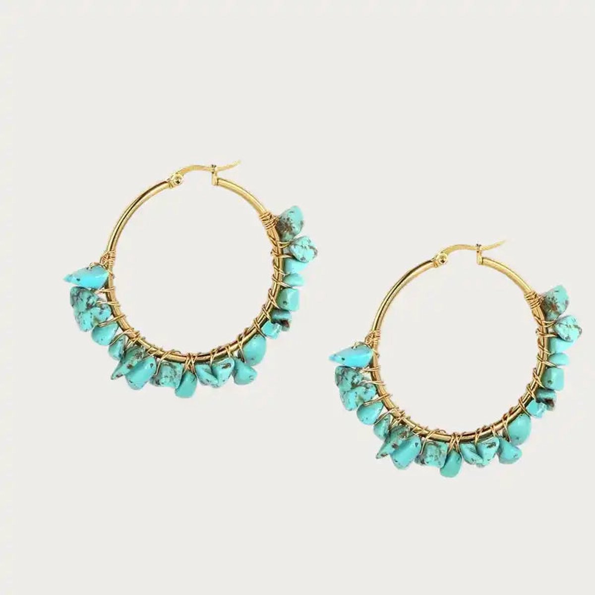 Turquoise - Natuursteen - Oorbellen - Stainless Steel