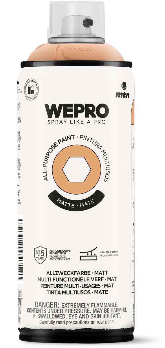 Spuitbus Oranje Papaya Mat MTN WEPRO ALL-PURPOSE PAINT 400ML