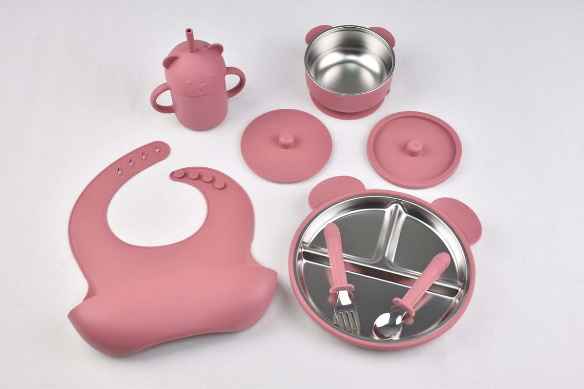 Kinder RVS serviesset Roze