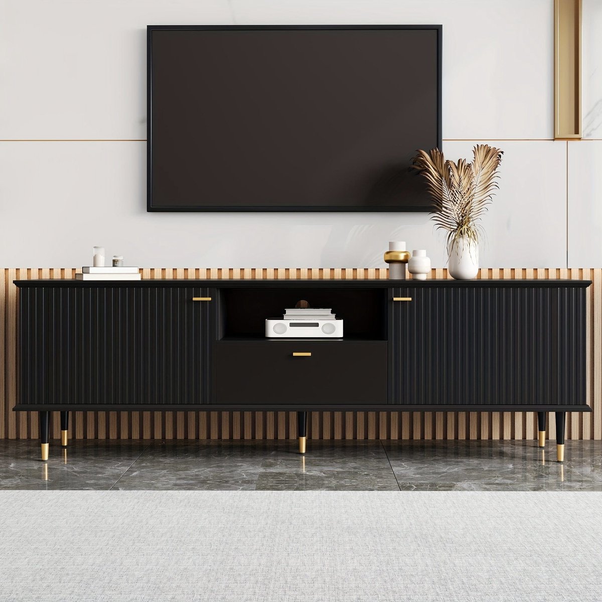tv-meubel – tv-standaard – tv-kast – entertainmentmeubel – dressoir – Zwarte Uitvoering – 