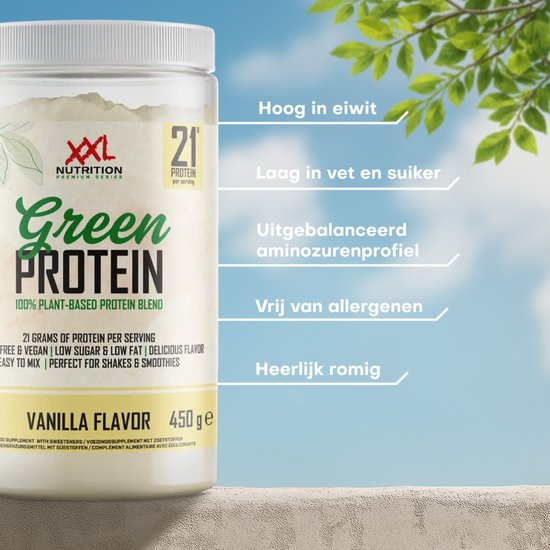 XXL Nutrition - Green Protein - Vegan Eiwitpoeder - Vanille - 450 gram van XXL Nutrition — afbeelding 2
